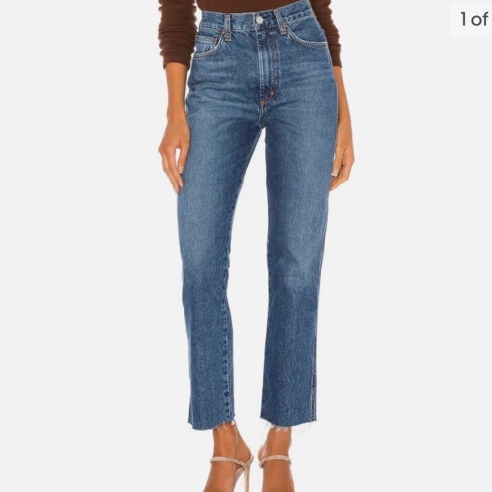AGOLDE Pinch waist high rise jeans with raw hem